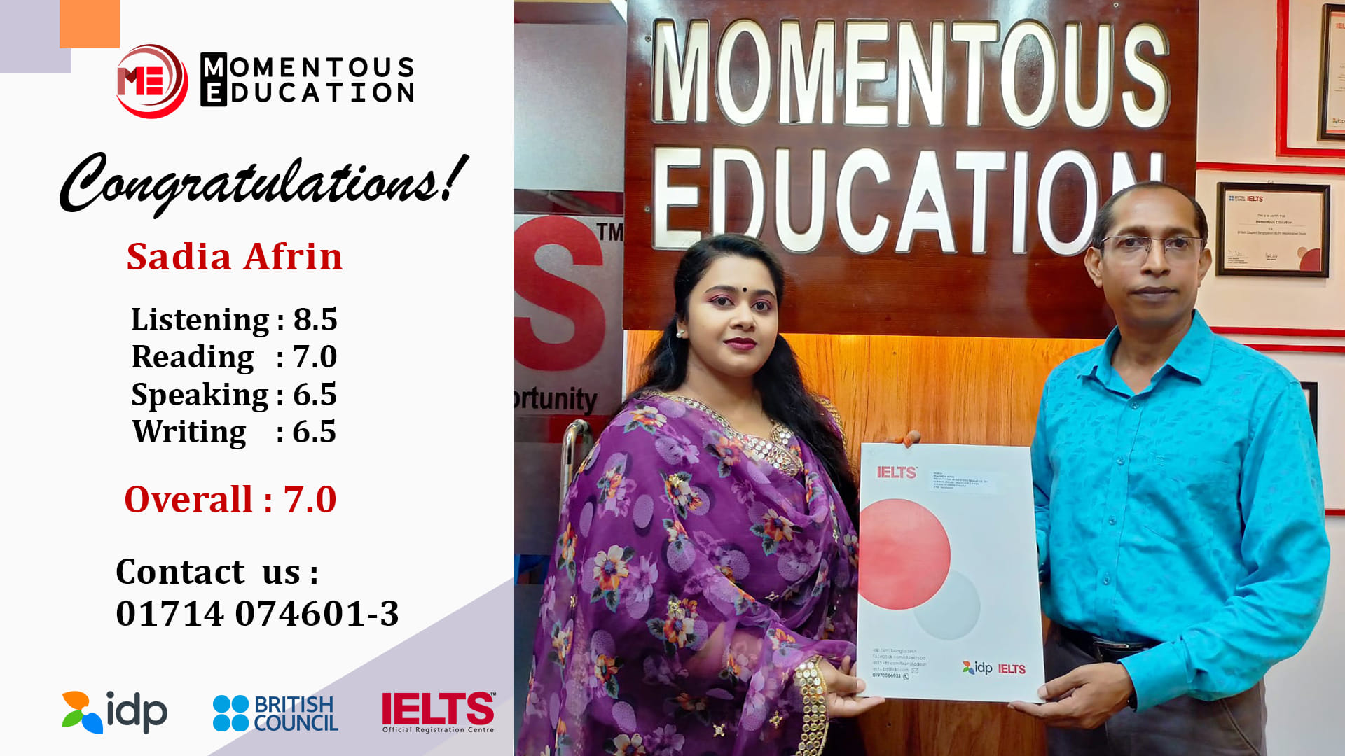 Sadia Afrin IELTS 7.0
