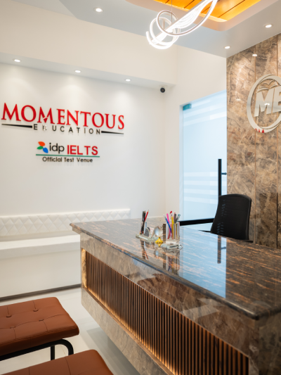 Momentous Education reception and IDP IELTS official test venue lobby